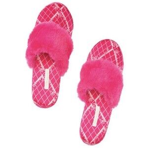 Victoria’s Secret Pink Closed Toe Signature Satin Slippers Sz L (9-10) New